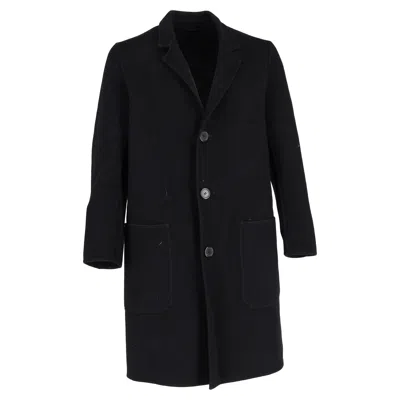 Ami Alexandre Mattiussi Ami Paris Single Breasted Coat In Black Wool