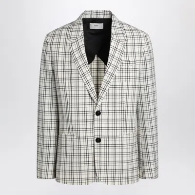 Ami Alexandre Mattiussi Ami Paris Single Breasted Cream Check Jacket In White