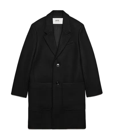 Ami Alexandre Mattiussi Ami Paris Single-breasted Long Coat In Black
