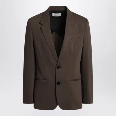 AMI ALEXANDRE MATTIUSSI AMI PARIS SINGLE BREASTED OLIVE BLACK WOOL JACKET