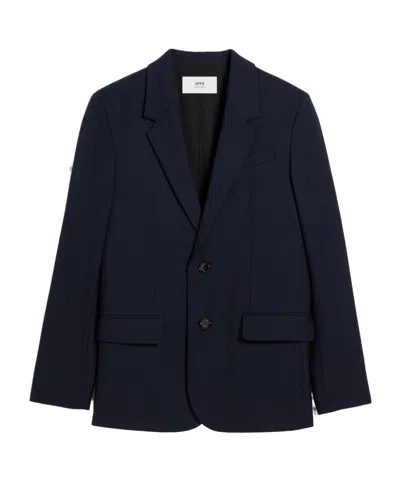 Ami Alexandre Mattiussi Ami Paris Single Breasted Tailored Blazer In Navy Blue
