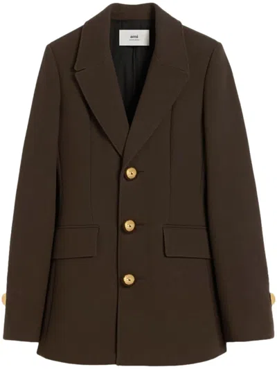 Ami Alexandre Mattiussi Ami Paris Singlebreasted Jacket In Brown