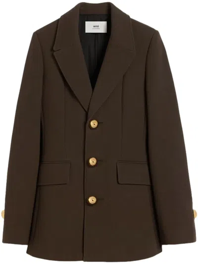 Ami Alexandre Mattiussi Ami Paris Singlebreasted Jacket In Brown