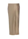 Ami Alexandre Mattiussi Two-tone High-waisted Midi Satin Skirt In Beige