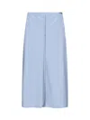 Ami Alexandre Mattiussi Midi Skirt With Seam Detailing And Side Slit In Blue