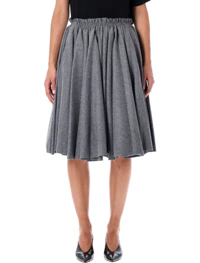 Ami Alexandre Mattiussi Voluminous Gathered Midi Skirt With Elastic Waistband In Gray