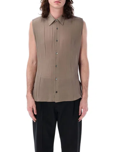 Ami Alexandre Mattiussi Ami Paris Sleeveless Shirt In Light Taupe