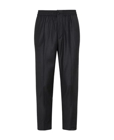 Ami Alexandre Mattiussi Ami Paris Straight-leg Striped Trousers In Black