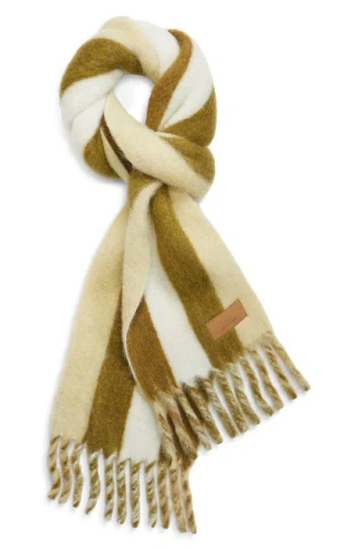 Ami Alexandre Mattiussi Ami Paris Stripe Fringe Scarf In Neutral