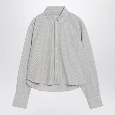 AMI ALEXANDRE MATTIUSSI AMI PARIS STRIPED AMI DE COEUR CROPPED SHIRT WOMEN