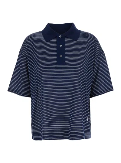 Ami Alexandre Mattiussi Ami Paris Striped Cotton Polo In Blue