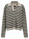 Ami Alexandre Mattiussi Biologic Cotton And Wool Sweater With Striped Motif In White/black