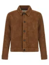 Ami Alexandre Mattiussi Ami Classic Goat Leather Jacket With Embossed Logo In Brown