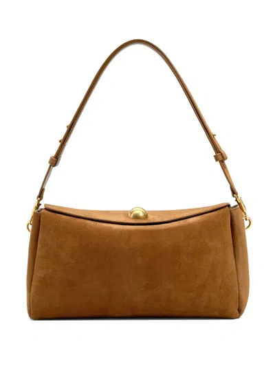 Ami Alexandre Mattiussi Ami Paris Suede Leather Shoulder Bag In Brown