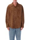 Ami Alexandre Mattiussi Ami Paris Ami Paris Brown Goat Suede Overshirt In Brown
