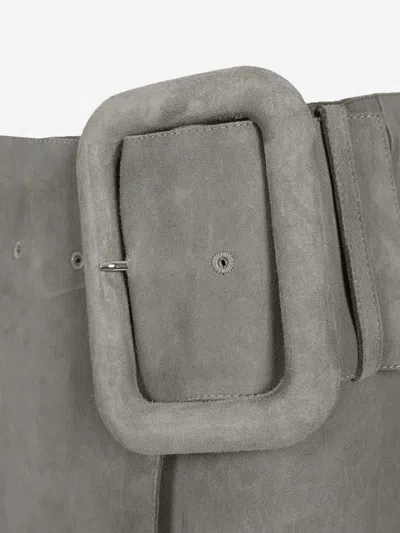 Ami Alexandre Mattiussi Ami Paris Suede With Maxi Buckle Skirt In Gray