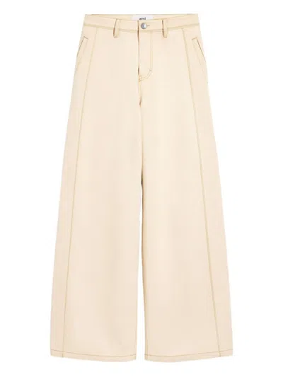 Ami Alexandre Mattiussi Ami Paris Women Super Wide Denim Jeans In Neutral