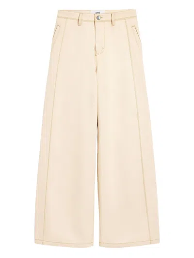Ami Alexandre Mattiussi Ami Paris Super Wide Denim Jeans In Neutral