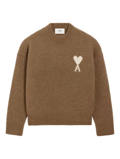 Ami Alexandre Mattiussi Ami Paris Sweater In Brown