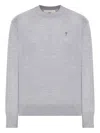 Ami Alexandre Mattiussi Ami Paris Ribbed Hem Sweater With Embroidered Logo In Gray
