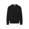 Ami Alexandre Mattiussi Ami Felted Wool Sweater With Heart And Logo Detail In Black