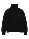 Ami Alexandre Mattiussi Ami De Caur Virgin Wool Turtleneck Sweater In Black