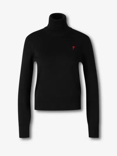 Ami Alexandre Mattiussi Ami De Coeur Turtleneck Sweater In Black