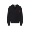 Ami Alexandre Mattiussi Ami Wool Cardigan With Logo In Blue