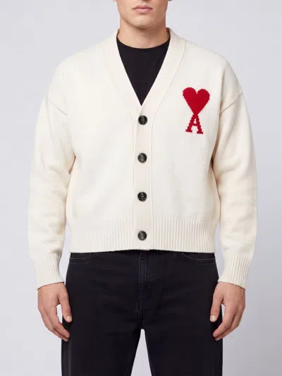 Ami Alexandre Mattiussi Logo-print Button-up Cardigan In White