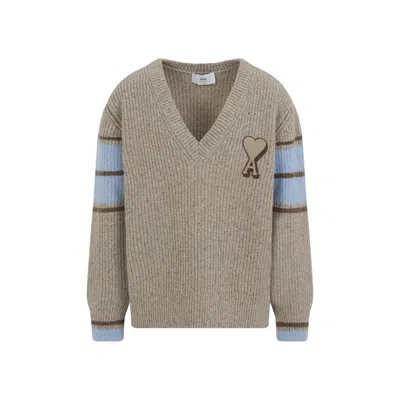 Ami Alexandre Mattiussi Ami Paris Sweater In Brown
