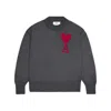 Ami Alexandre Mattiussi Dark Grey Embroidered Logo Sweater