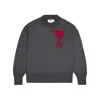 Ami Alexandre Mattiussi Dark Grey Embroidered Logo Sweater