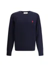 Ami Alexandre Mattiussi Small Adc Organic Cotton Logo Embroidered Crewneck Sweatshirt In Blue