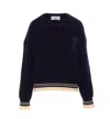 Ami Alexandre Mattiussi Ami Paris Navy Blue Ami De Coeur Sweater Men