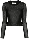 Ami Alexandre Mattiussi Bouclé Knit Crewneck Sweater With Sheer Design In Black