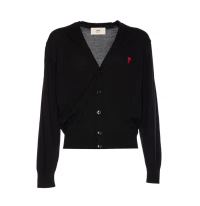 Ami Alexandre Mattiussi Ami V-neck Black Cardigan With Button-down Front
