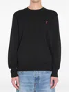 Ami Alexandre Mattiussi Ami Paris Ami De Coeur Wool Crewneck Sweater In Black