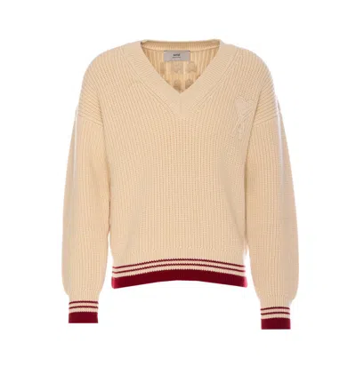 Ami Alexandre Mattiussi Ami Paris Sweaters In Beige