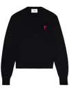 Ami Alexandre Mattiussi Ami Paris Logo-embroidered Stretch-cotton Sweatshirt In Black