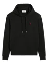 Ami Alexandre Mattiussi Ami Black Cotton Hoodie With Embroidered Logo And Functional Pockets In Black