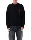 Ami Alexandre Mattiussi Ami Paris Red Adc Sweater In Black