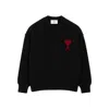 Ami Alexandre Mattiussi Ami Paris Black Wool Ami De Coeur Cardigan Men In Black