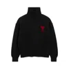 Ami Alexandre Mattiussi Ami Paris Funnel-neck Sweater With Heart Intarsia Design In Black
