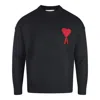 Ami Alexandre Mattiussi Ami Felted Wool Sweater With Heart And Logo Detail In Black