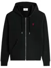 Ami Alexandre Mattiussi Zip-up Hoodie With Kangaroo Pocket And Drawstring Hood In Black