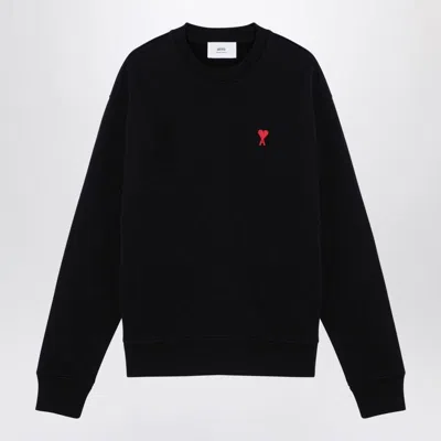 Ami Alexandre Mattiussi Logo-embroidered Cotton-blend Jersey Sweatshirt In Black