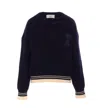 Ami Alexandre Mattiussi Wool Ribbed V-neck Sweater Sweater Preppy Style Ribbed Wool. In Blue