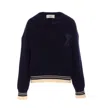 Ami Alexandre Mattiussi Wool Ribbed V-neck Sweater Sweater Preppy Style Ribbed Wool. In Blue