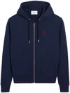 Ami Alexandre Mattiussi Ami Paris De Coeur Zipped Hoodie In Blue