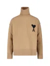 Ami Alexandre Mattiussi Ami Paris Women Ami De Coeur Turtleneck Sweater In Gold